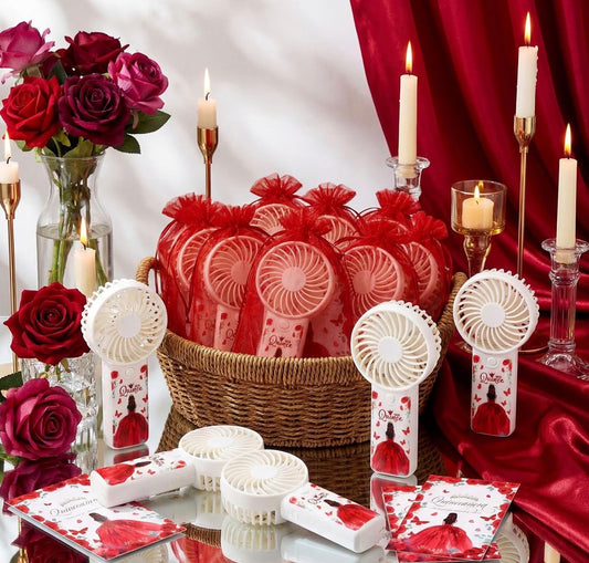 12-Pack PortableFans with Personalized Organza Bags – Quinceañera Favors