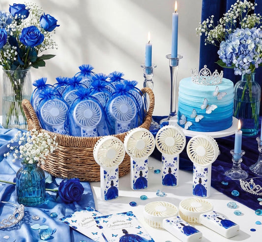 12-Pack PortableFans with Personalized Organza Bags – Quinceañera Favors