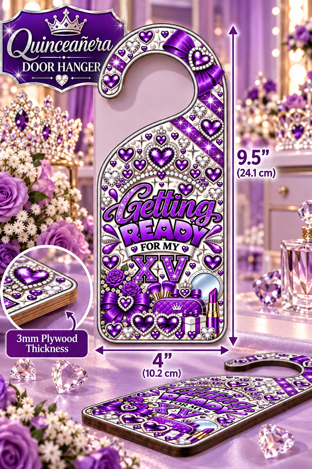 Quinceañera Getting Ready Door Hanger – The Perfect Touch for Your Special Day!