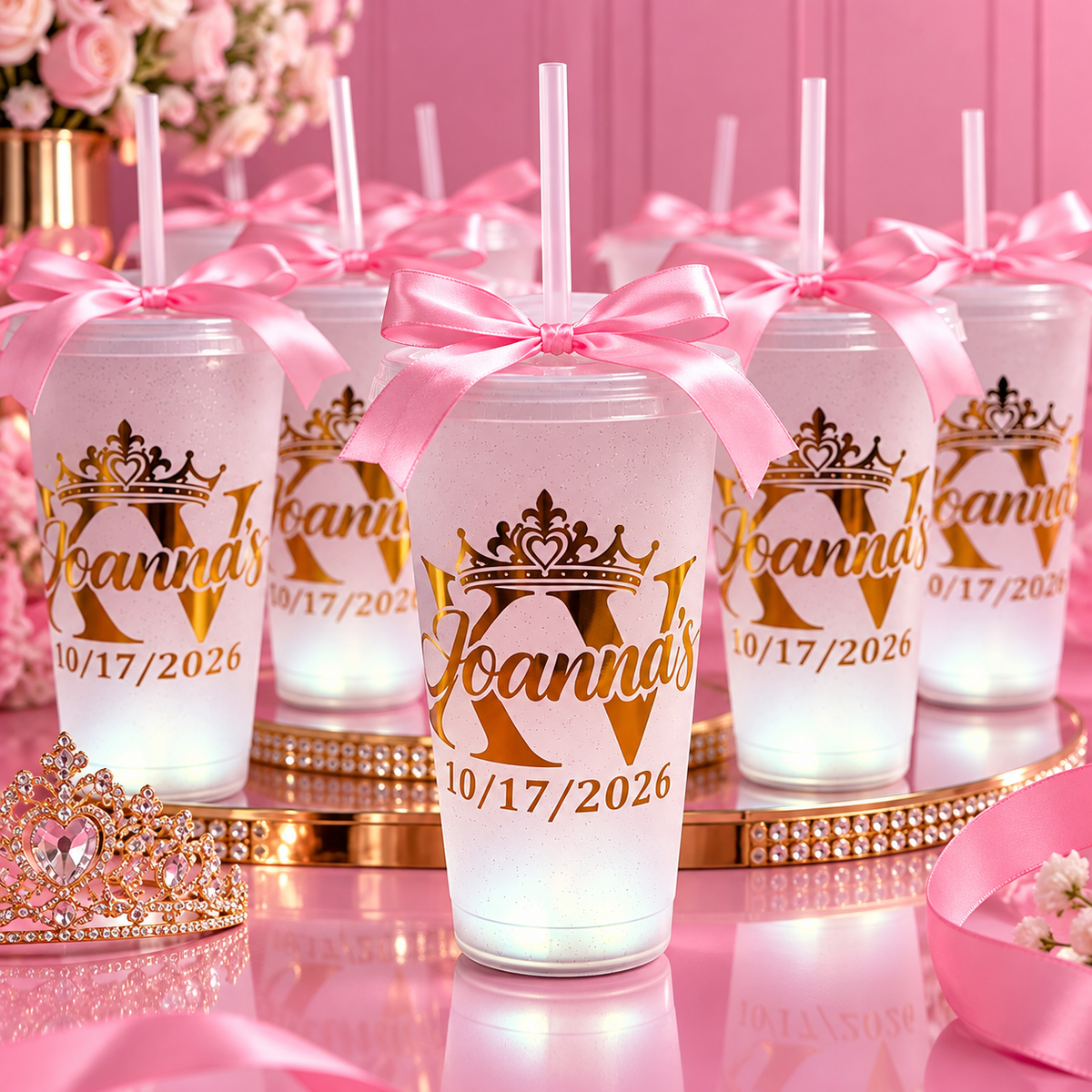 Set of 12 Personalized Quinceañera Cups
