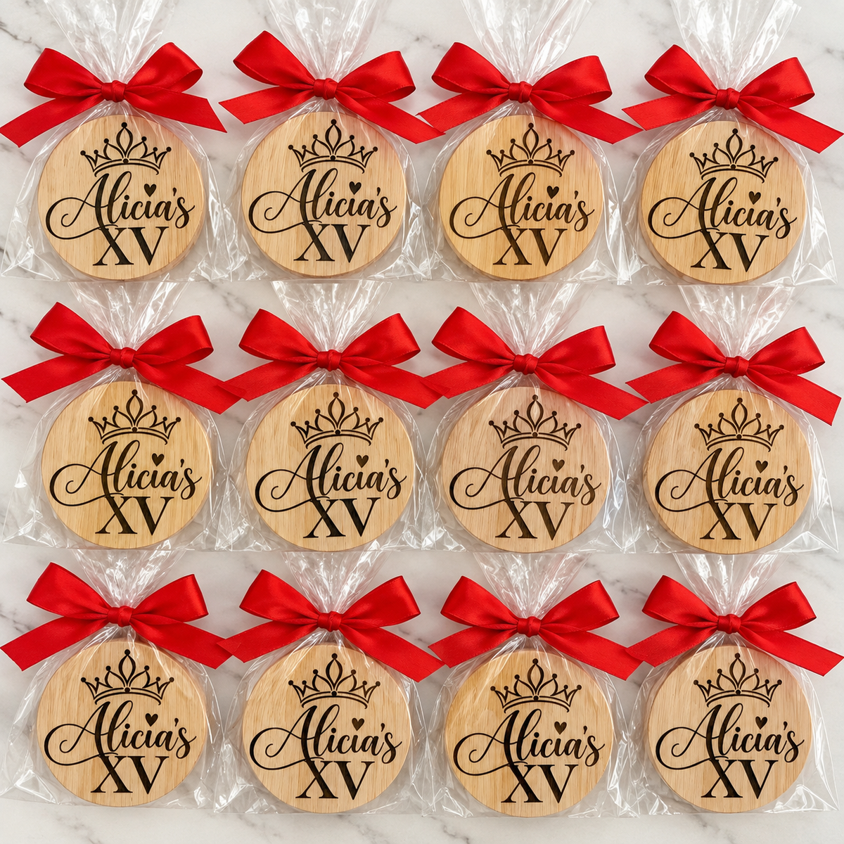 Wedding Personalized Bamboo Bottle Opener; Fridge Magnet – Set of 12