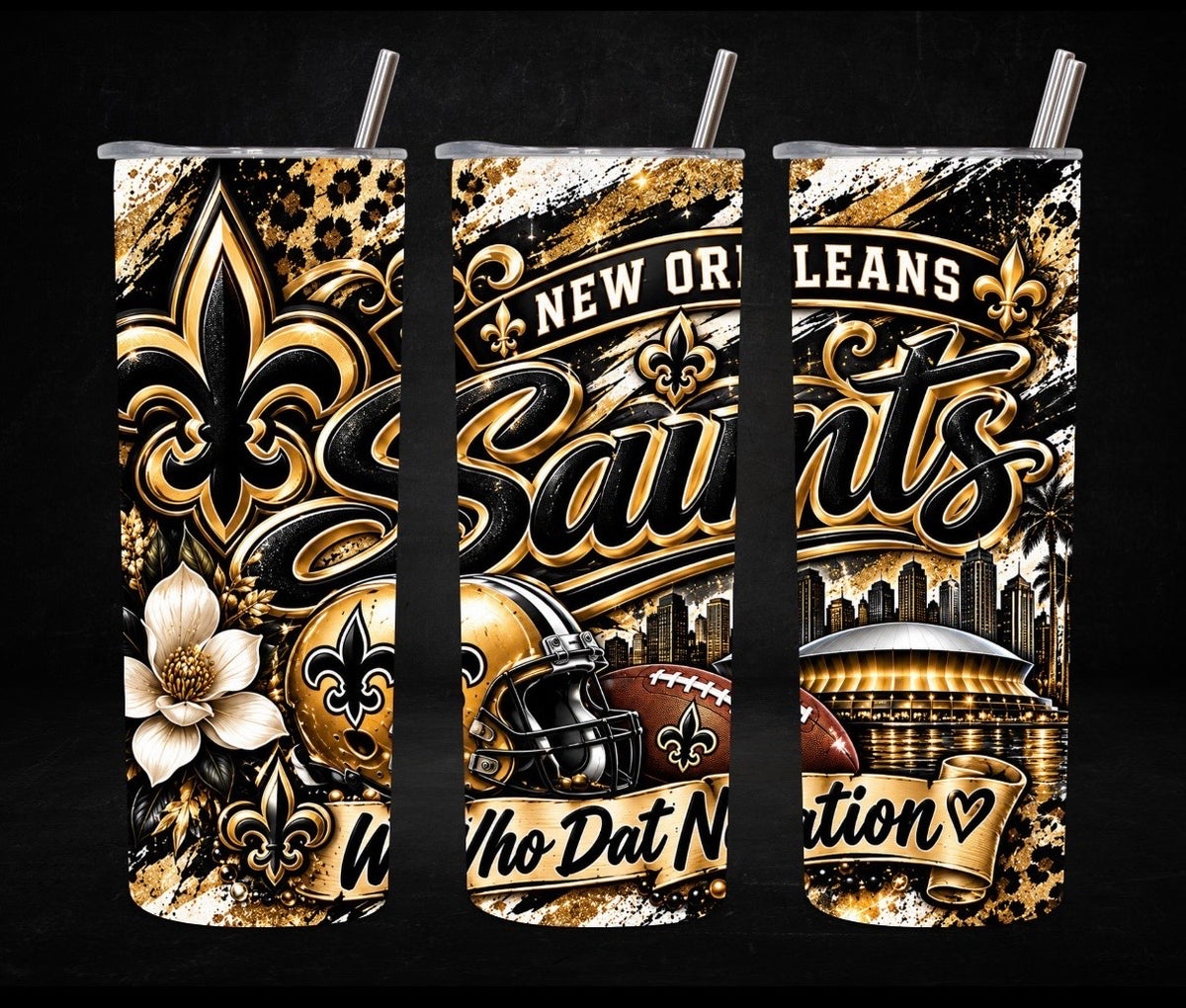 New Orleans Saints Tumbler – 20 oz Stainless Steel