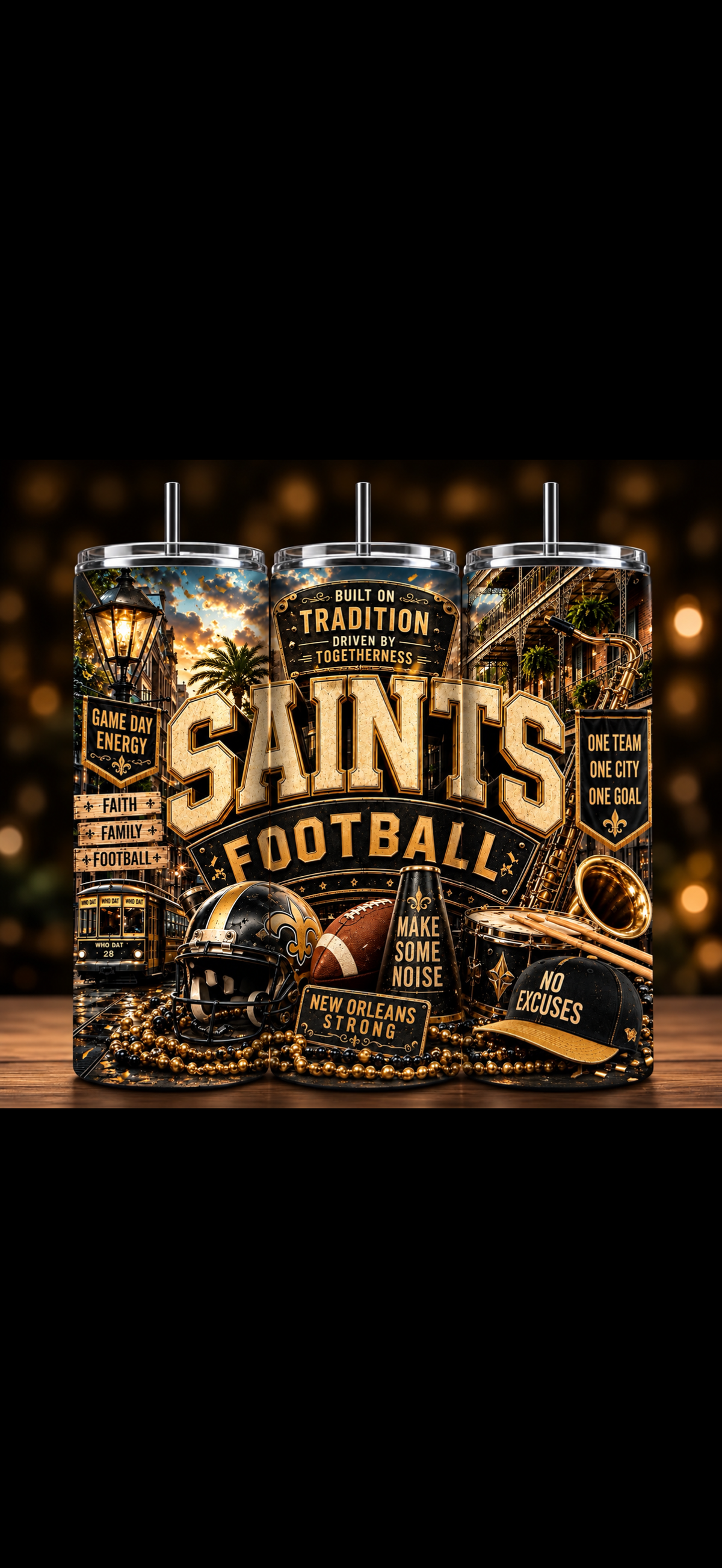 New Orleans Saints Tumbler – 20 oz Stainless Steel