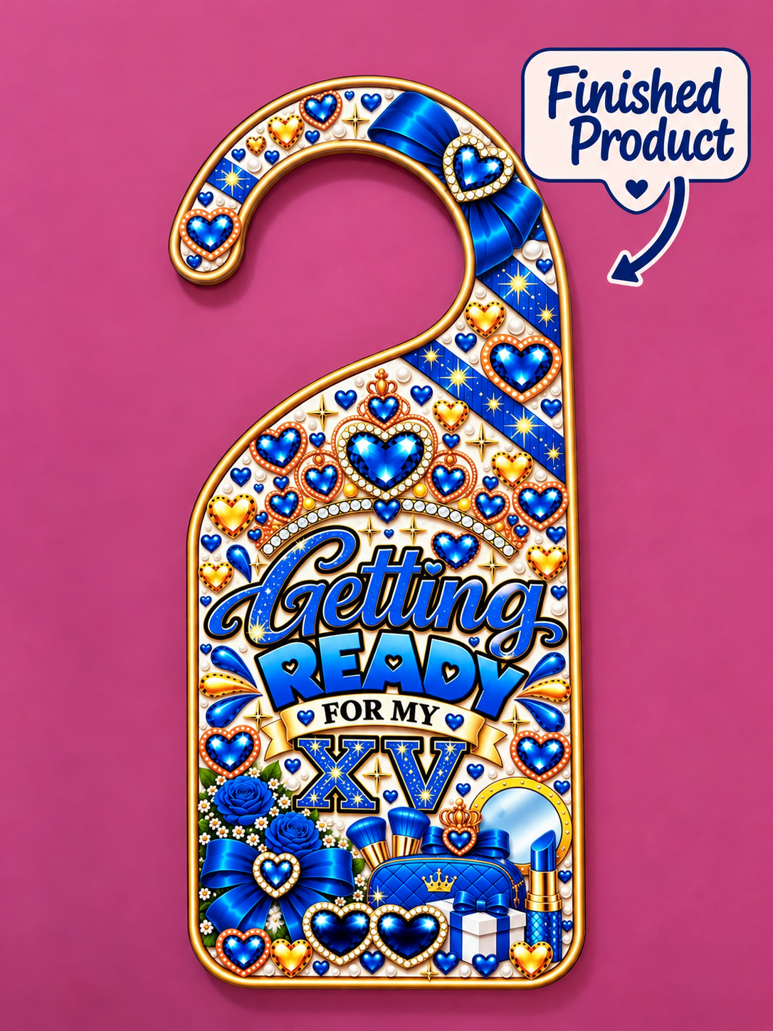 Quinceañera Getting Ready Door Hanger – The Perfect Touch for Your Special Day!