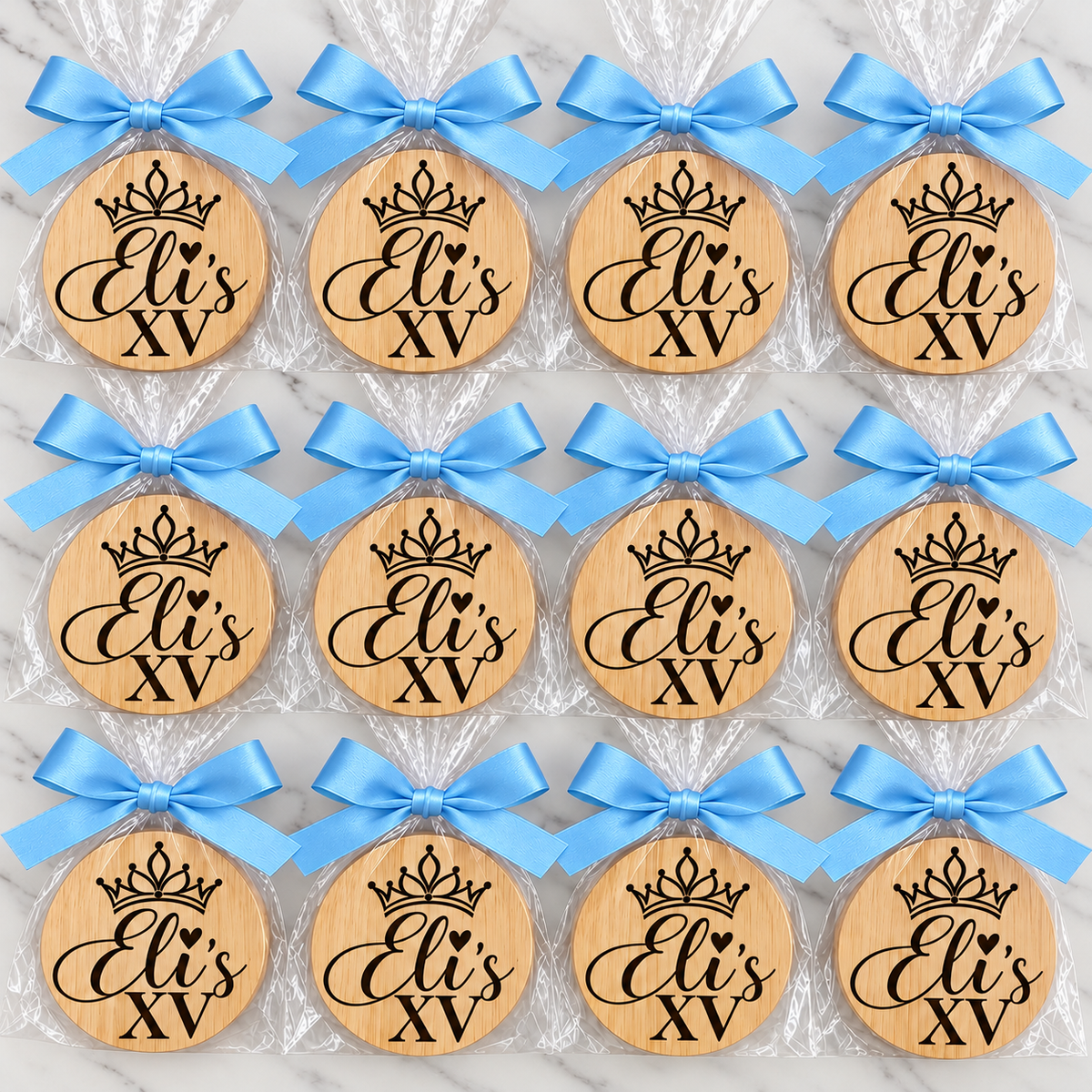 Wedding Personalized Bamboo Bottle Opener; Fridge Magnet – Set of 12