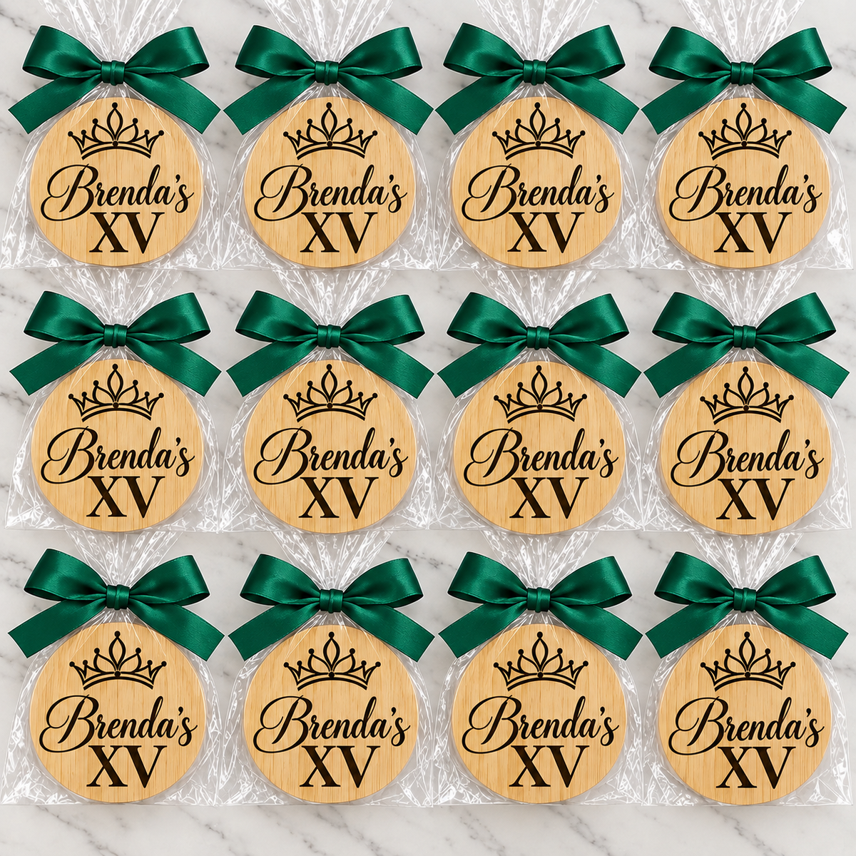 Wedding Personalized Bamboo Bottle Opener; Fridge Magnet – Set of 12