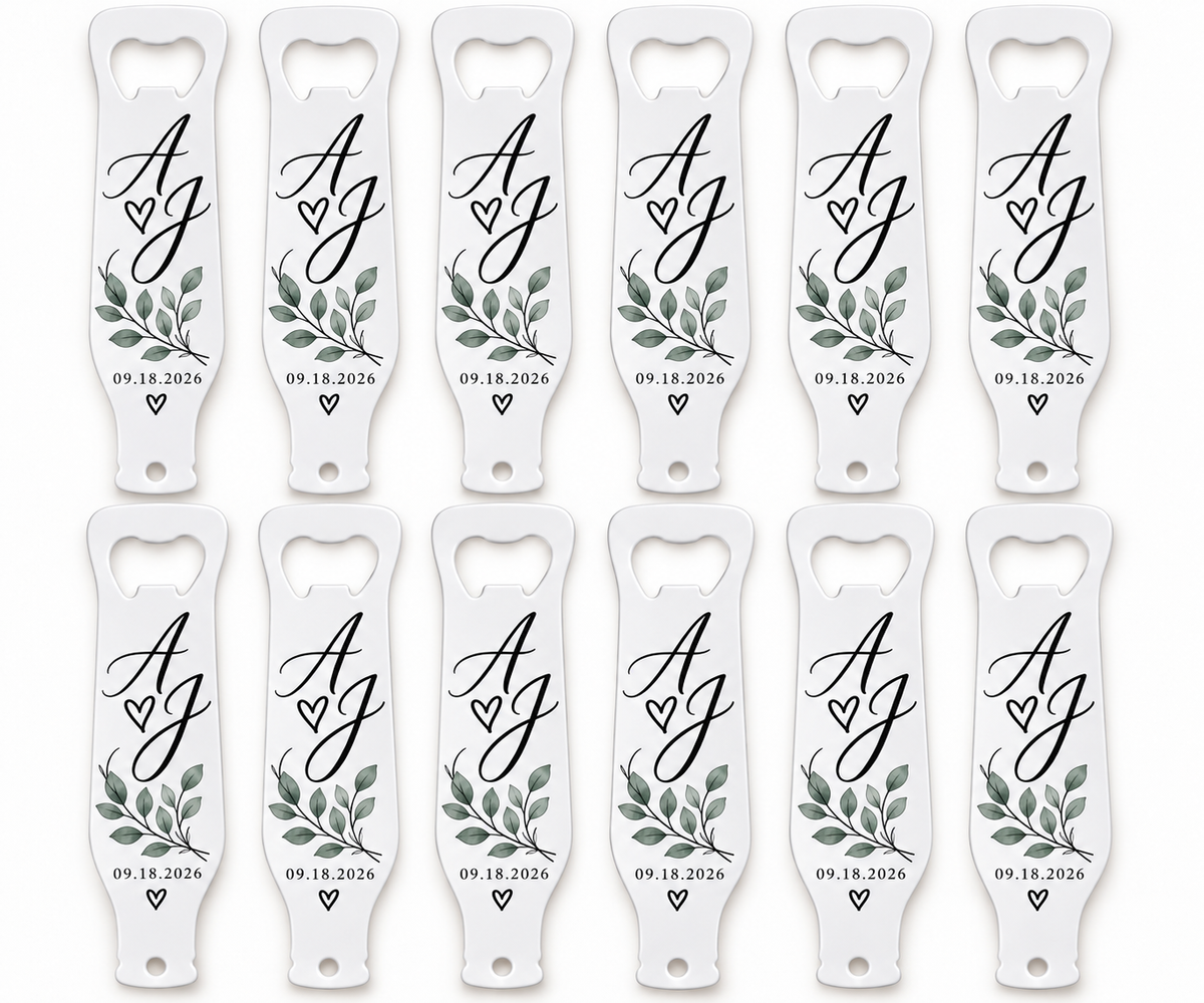 Personalized Wedding Bottle Openers – Set of 12