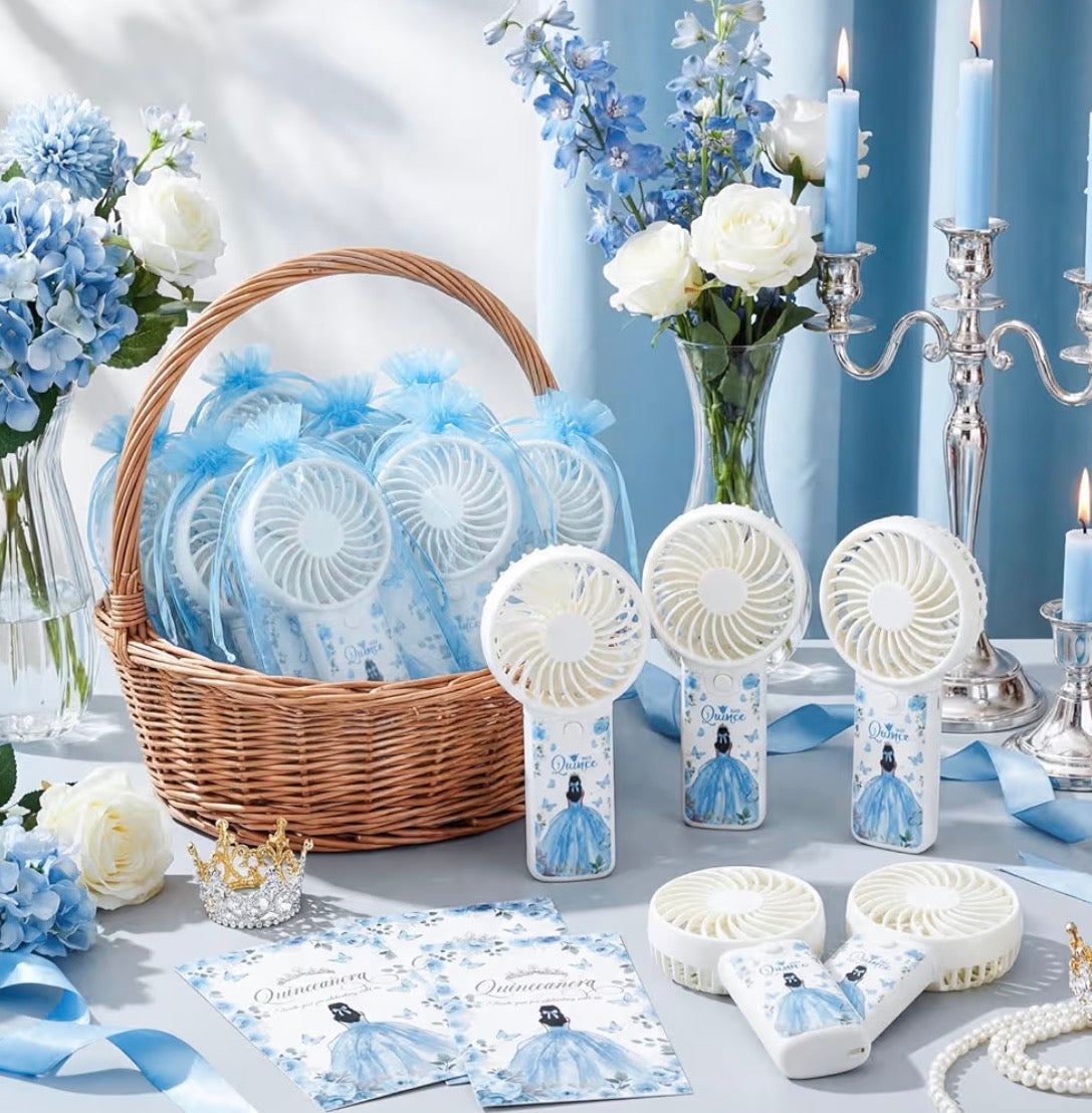 12-Pack PortableFans with Personalized Organza Bags – Quinceañera Favors
