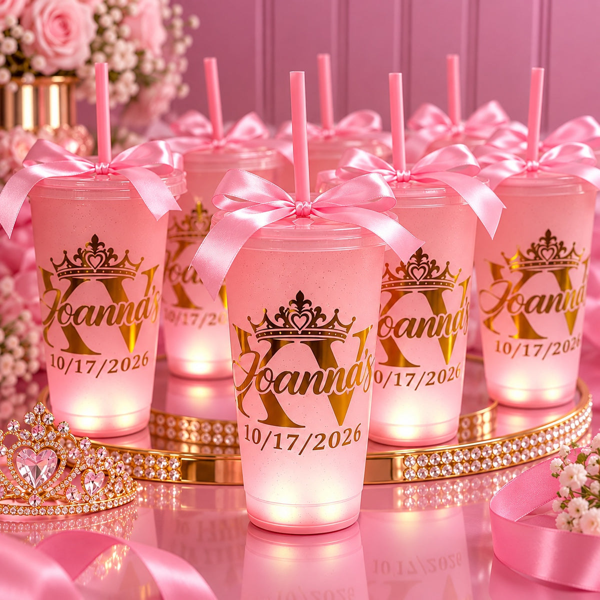 Set of 12 Personalized Quinceañera Cups