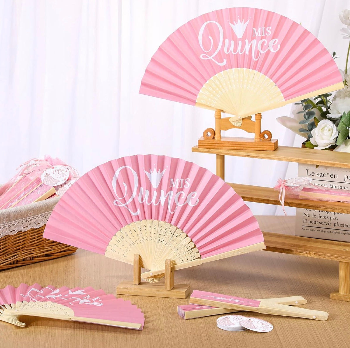 Quinceañera Folding Hand Fans – Set of 12