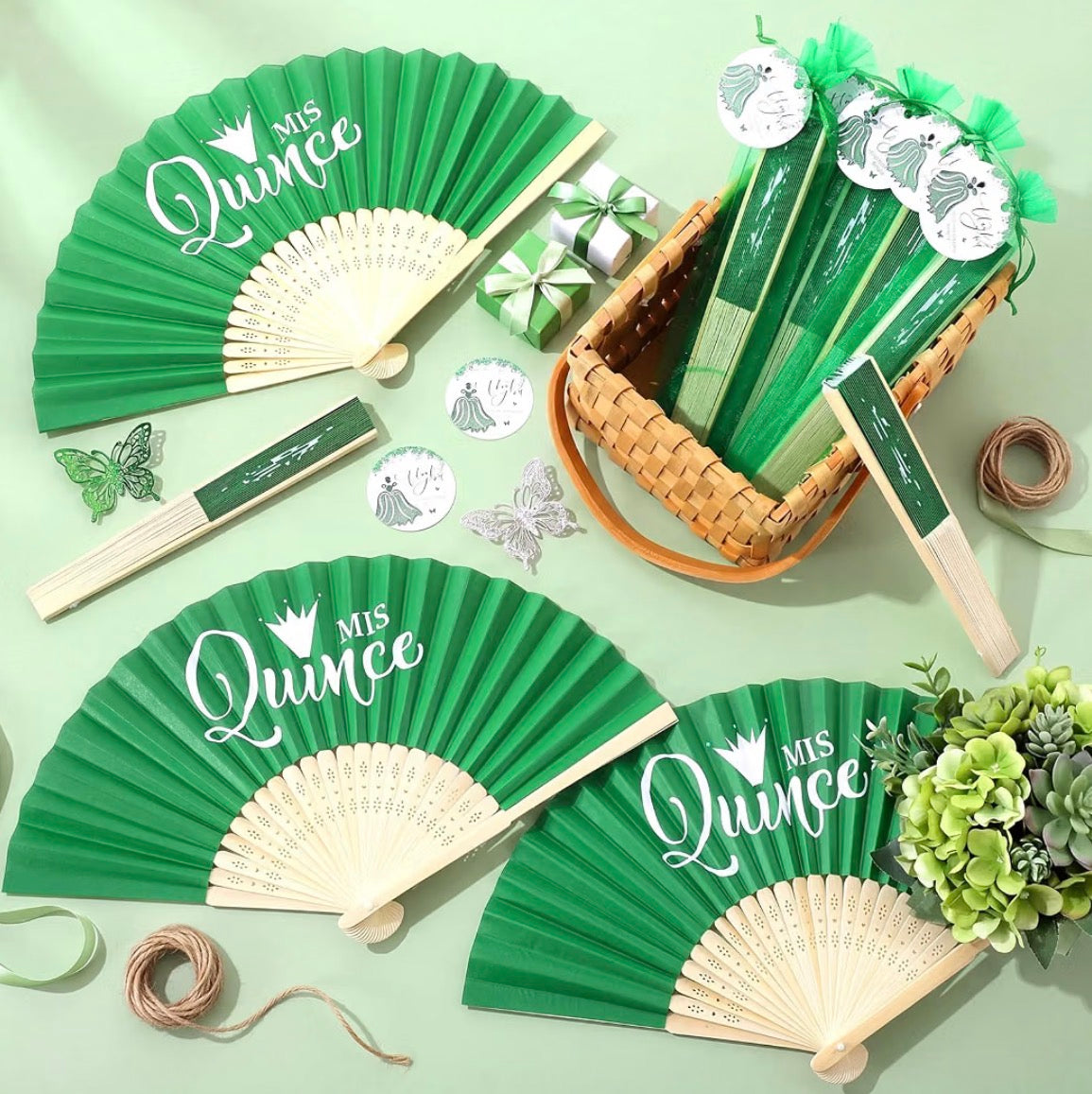 Quinceañera Folding Hand Fans – Set of 12
