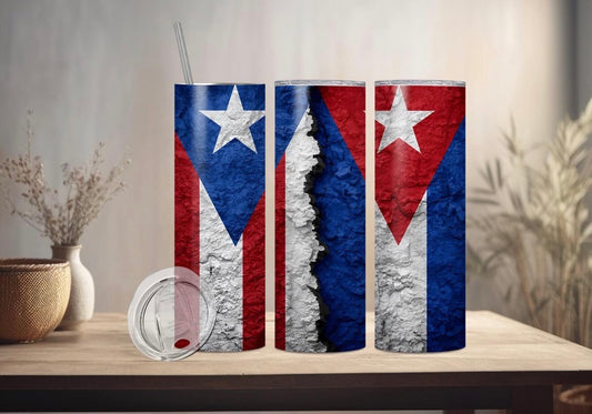 Cuba & Puerto Rico Flag Tumbler – Two Flags, One Heartbeat